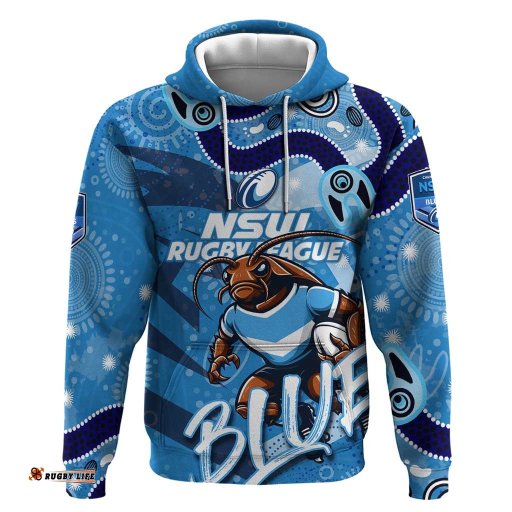 personalized nsw rugby league hoodie blues mascot indigenous