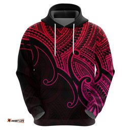custom aotearoa maori koru hoodie polynesian pacific tribal pink