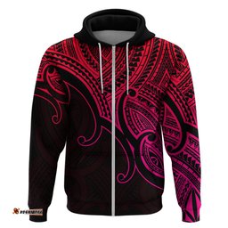 custom aotearoa maori koru hoodie polynesian pacific tribal pink