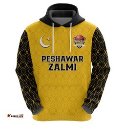 custom text and number peshawar zalmi cricket pakistan yellow storm champions hoodie