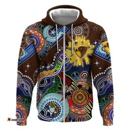 custom naidoc week 2024 hawthorn hawks hoodie australia aboriginal dot painting
