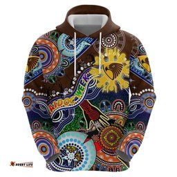 custom naidoc week 2024 hawthorn hawks hoodie australia aboriginal dot painting