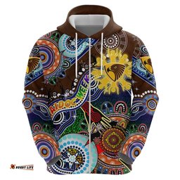 custom naidoc week 2024 hawthorn hawks hoodie australia aboriginal dot painting