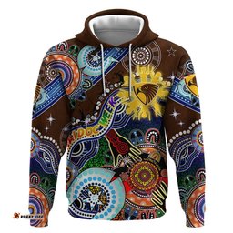 custom naidoc week 2024 hawthorn hawks hoodie australia aboriginal dot painting