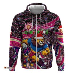 merry christmas afl brisbane lions hoodie aboriginal santa football mascot