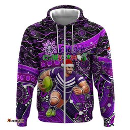 merry christmas afl fremantle freo hoodie aboriginal santa football mascot