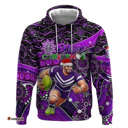 merry christmas afl fremantle freo hoodie aboriginal santa football mascot