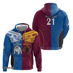 custom broncos bulldogs hoodie nrl tribal half style