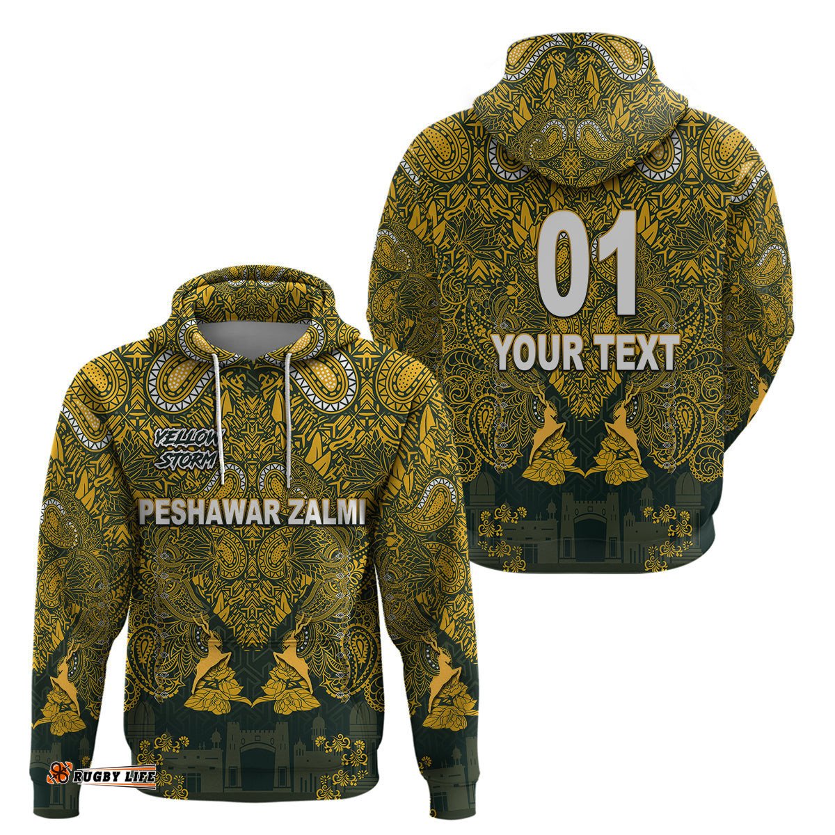 custom personalised peshawar zalmi hbl psl t20 cricket pride version hoodie