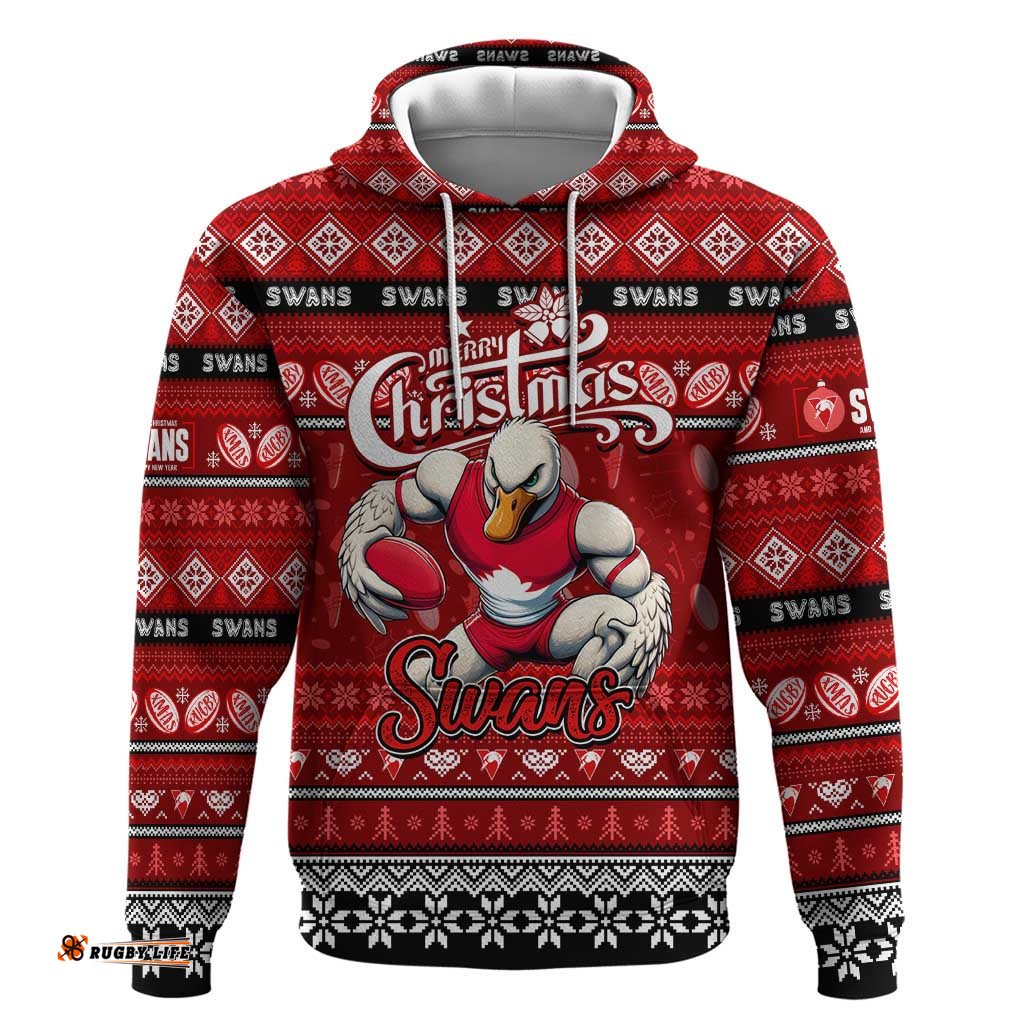 personalized swans football xmas hoodie australia afl mascot