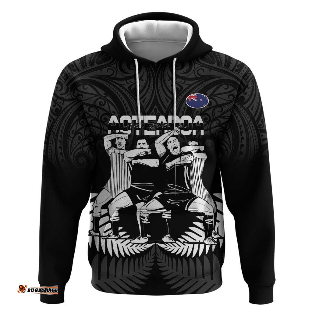 new zealand silver fern rugby hoodie haka dance with aotearoa maori pattern