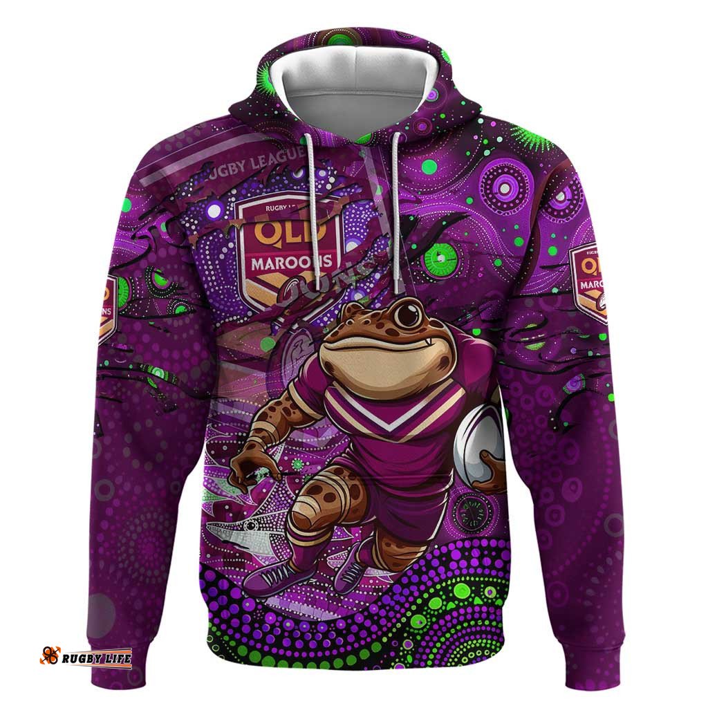 personalised mascot queensland maroons rugby hoodie aboriginal galaxy