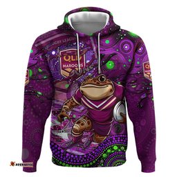 personalised mascot queensland maroons rugby hoodie aboriginal galaxy