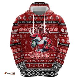 personalized dolphins rugby xmas hoodie australia nrl mascot