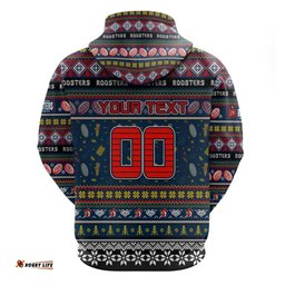 personalized roosters rugby xmas hoodie australia nrl mascot