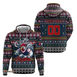 personalized roosters rugby xmas hoodie australia nrl mascot