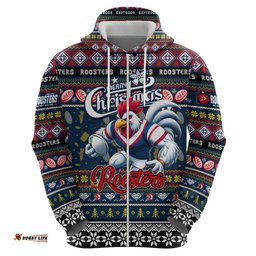 personalized roosters rugby xmas hoodie australia nrl mascot