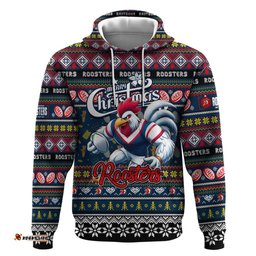 personalized roosters rugby xmas hoodie australia nrl mascot
