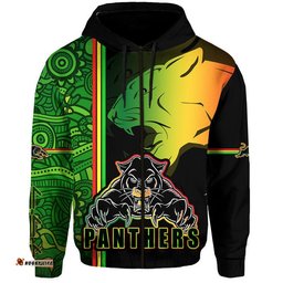 custom personalised penrith panthers zip up and pullover hoodie angry panther indigenous aboriginal style