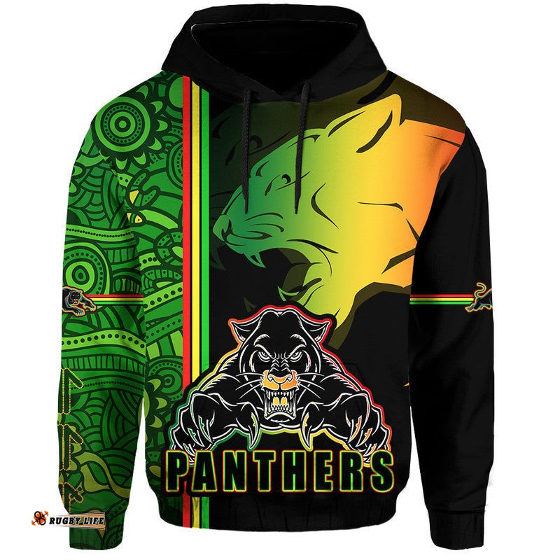 custom personalised penrith panthers zip up and pullover hoodie angry panther indigenous aboriginal style