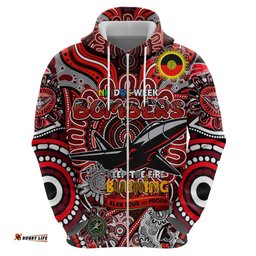 custom essendon bombers naidoc week 2024 hoodie mascot football