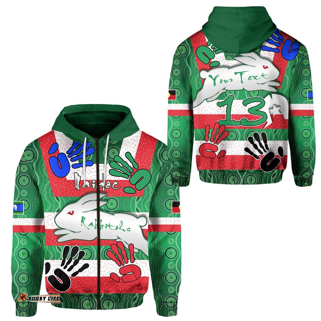 custom personalised rabbitohs naidoc week zip hoodie heal country