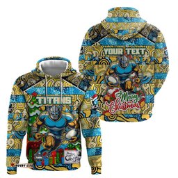 custom titans rugby merry christmas hoodie indigenous australian art