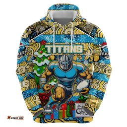 custom titans rugby merry christmas hoodie indigenous australian art