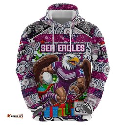 custom sea eagles rugby merry christmas hoodie indigenous australian art