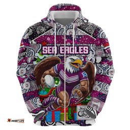 custom sea eagles rugby merry christmas hoodie indigenous australian art