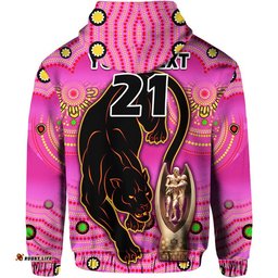 custom personalised penrith panthers rugby zip up and pullover hoodie pink crouching panther premiers