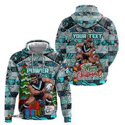 custom power football merry christmas hoodie indigenous australian art