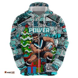 custom power football merry christmas hoodie indigenous australian art