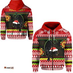 custom personalised panthers christmas zip hoodie penrith snow mix indigenous