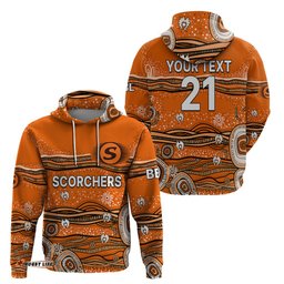 custom text and number australia scorchers cricket hoodie indigenous