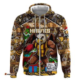 custom hawks football merry christmas hoodie indigenous australian art