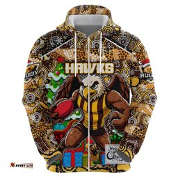 custom hawks football merry christmas hoodie indigenous australian art