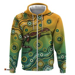 goanna aboriginal style dot artwork hoodie