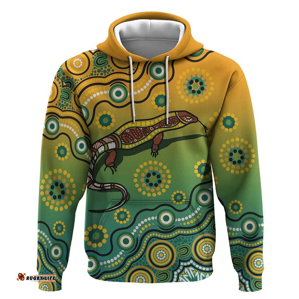 goanna aboriginal style dot artwork hoodie