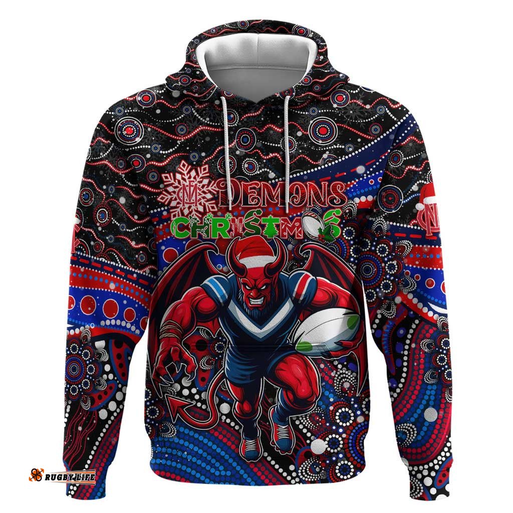 merry christmas afl demons hoodie aboriginal santa football mascot