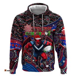 merry christmas afl demons hoodie aboriginal santa football mascot