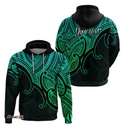 custom aotearoa maori koru hoodie polynesian pacific tribal green