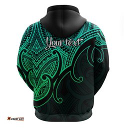 custom aotearoa maori koru hoodie polynesian pacific tribal green