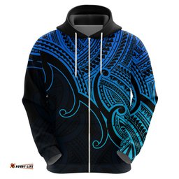 aotearoa maori koru hoodie polynesian pacific tribal blue