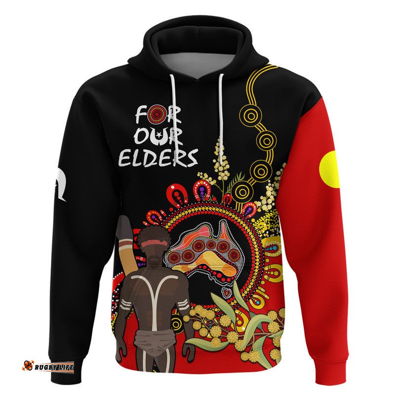 naidoc indigenous zip up with pullover hoodie australia map with golden wattle