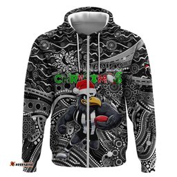 merry christmas afl collingwood magpies hoodie aboriginal santa football mascot