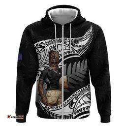 custom new zealand silver fern rugby hoodie 2024 aotearoa maori mascot go all black