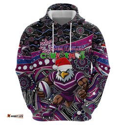 merry christmas manly warringah sea eagles hoodie aboriginal santa rugby mascot silvertails