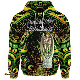 custom personalised penrith panthers hoodie indigenous premiers trophy custom text and number