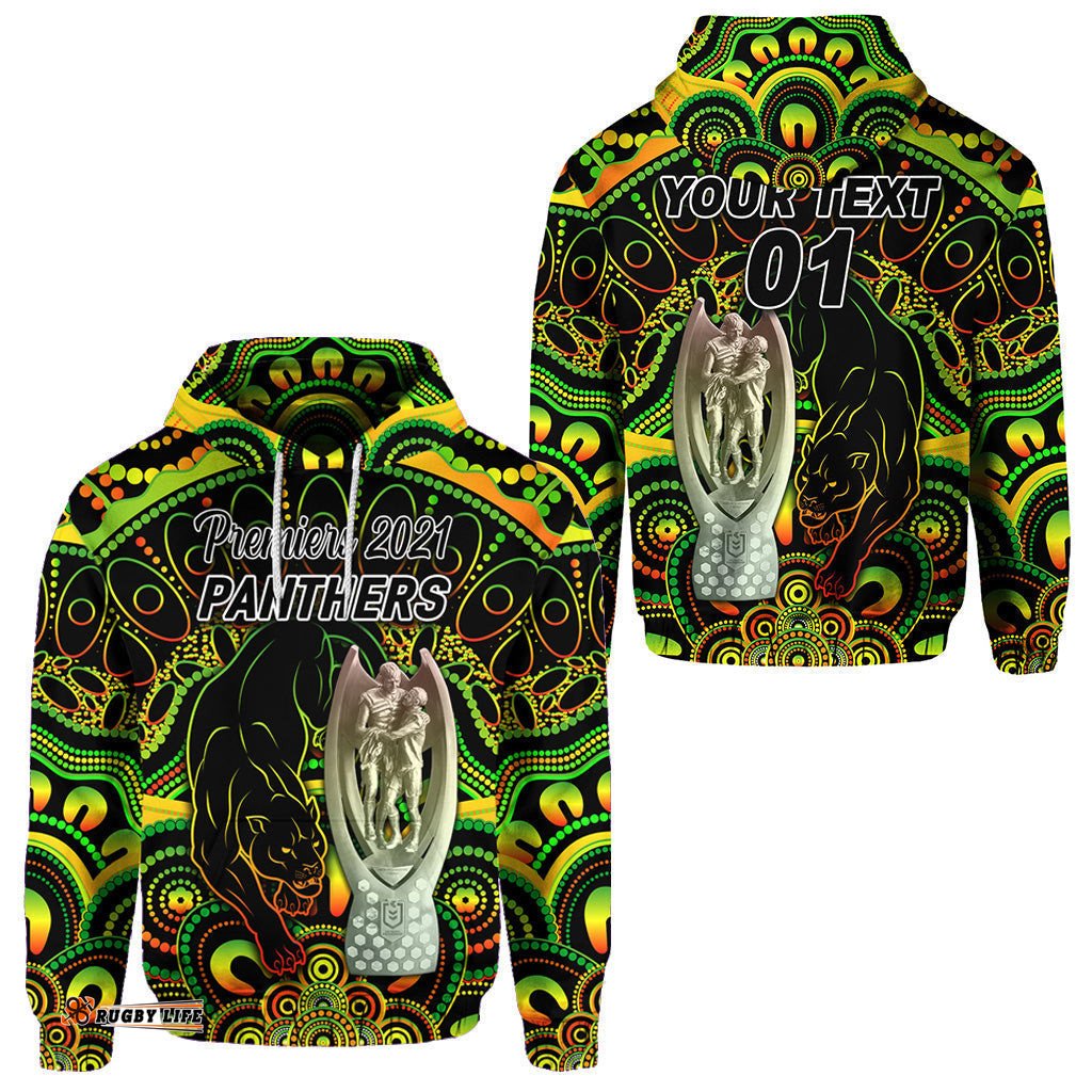 custom personalised penrith panthers hoodie indigenous premiers trophy custom text and number